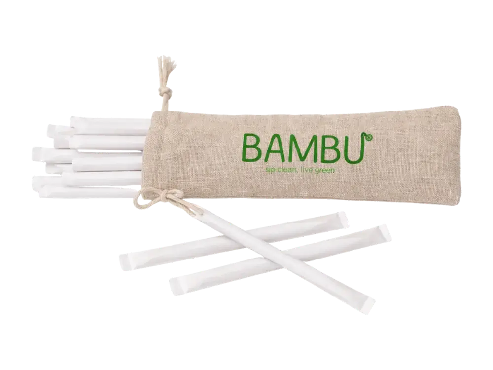Black Bamboo Straws 0.31 x 7.75 Inch Wrapped