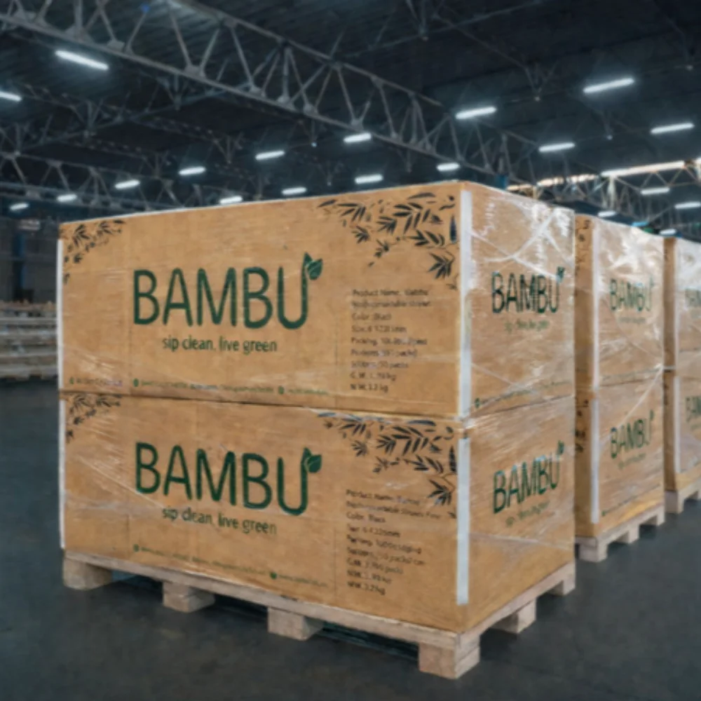 Bambu straws wholesale bulk boxes ready for distribution in USA warehouse