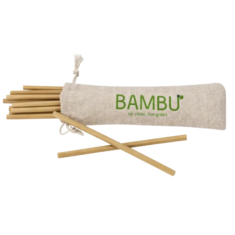 Reusable bambu straws set with pouch for sustainable and eco friendly usage